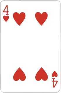 4⃣ 4 carta de juego, corazones, número 4, juego de cartas telegram sticker