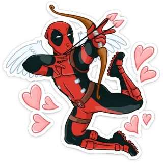 ❤️ Deadpool Deadpool, Cupido, Corazón, Marvel, Superhéroe, Amor whatsapp sticker
