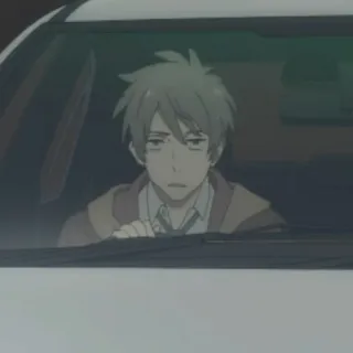 💸 アニメ, 運転, 車, 疲れた, 男, 窓 whatsapp sticker