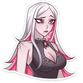 🤔 стикер, мультфильм, женщина, паутина, женский, аниме, девушка whatsapp sticker