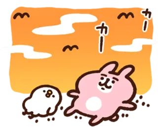 🌤 カーカー conejo, pájaro, animal, lindo, dibujos animados, kawaii, japonés telegram sticker