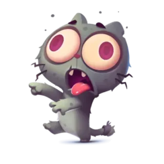 👻 cat, zombie, cartoon, monster, funny, cute, eyes telegram sticker