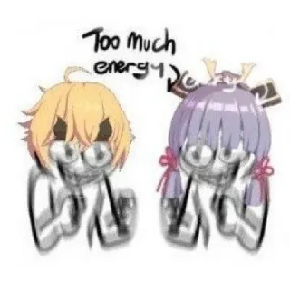 🐕 Too much energy 面白い, ミーム, エナジー, アニメ, キャラクター telegram sticker