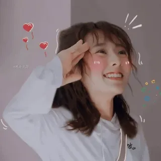 🤣 meisje, groet, glimlach, hartjes, schattig, kawaii telegram sticker