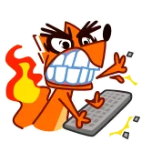 😠 en colère, renard, clavier, frustré, dessin animé telegram sticker