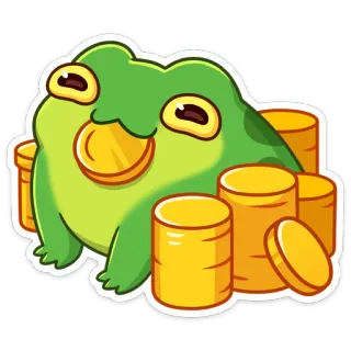 💰 grenouille, argent, pièce, richesse, mignon, dessin animé whatsapp sticker