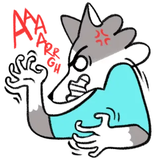 👺 UGH enojado, dibujos animados, lobo, molesto, frustrado telegram sticker