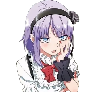 😒 animé, fille, cheveux violets, dessin animé whatsapp sticker