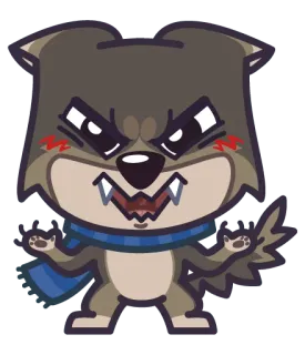 😡 lobo, animal, desenho animado, bravo, peludo telegram sticker