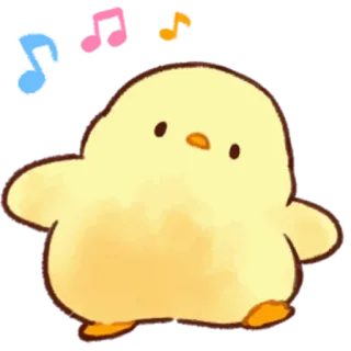 🎶 ลูกเจี๊ยบ, น่ารัก, สีเหลือง, ไก่, การ์ตูน, สัตว์, โน้ตเพลง telegram sticker