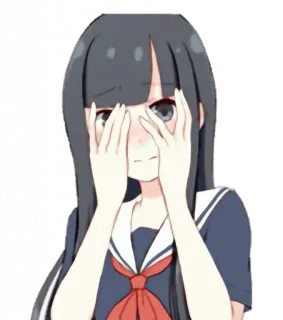 😳 Anime, Chica, Uniforme escolar, Linda, Escondida, Tímida telegram sticker