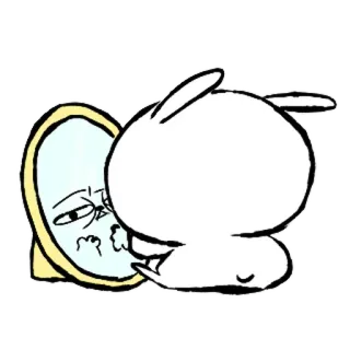 💞 dibujo animado, espejo, reflejo, lindo, conejo, personaje, animal whatsapp sticker