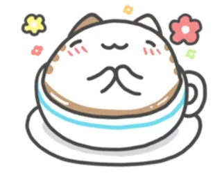 ☺️ 귀여운, 카와이, 고양이, 커피, 만화, 동물, 스티커 telegram sticker