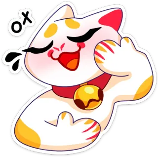 ☺️ ox cat, cute, lucky cat, fortune, maneki neko, emoji whatsapp sticker