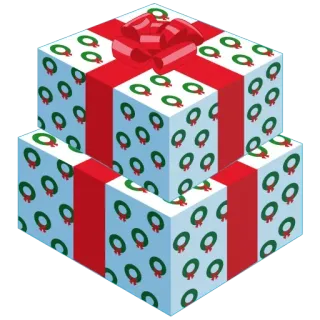 🎁 cadeau, présent, noël, fêtes, couronne, ruban whatsapp sticker