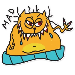 😈 MAD angry cat, cartoon, monster, funny, sticker telegram sticker