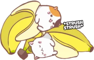 ☺️ *STRUSH STRUSH* 고양이, 바나나, 귀여운, 카와이, 동물, 음식 telegram sticker