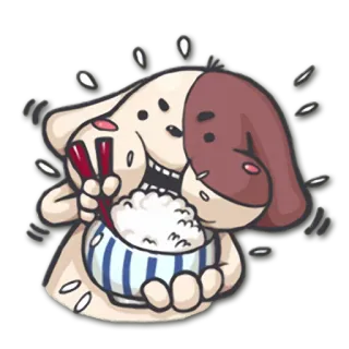 🍜 pies, ryż, jedzenie, jedzenie, pałeczki, miska telegram sticker