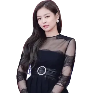 😏 Jennie Jennie, Sängerin, Frau, Schwarzes Kleid, Promi, K-Pop whatsapp sticker