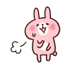 ☺️ 분홍 토끼, 귀여운, 카와이, 만화, 행복한, 스티커 telegram sticker