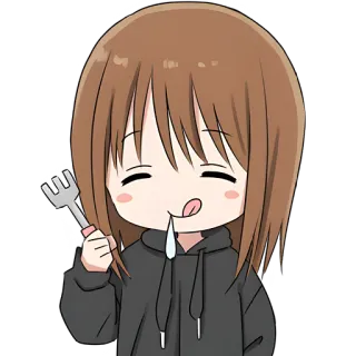 😋 Chibi, Anime, Garfo, Fofo, Desenho animado telegram sticker
