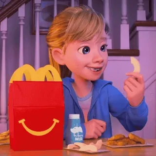😋 Milk girl, happy meal, food, milk, eating, cartoon telegram sticker