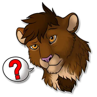 ❓ ? lion, question, animal, mammifère, dessin animé, autocollant, illustration whatsapp sticker