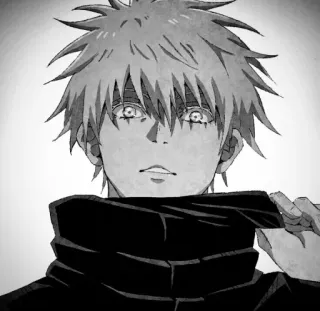 ♥ Satoru Gojo Jujutsu Kaisen Satoru Gojo, Jujutsu Kaisen, Anime, Manga, Sorcellerie, Personnage, Noir et blanc telegram sticker