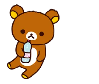🥛 Rilakkuma หมี, การ์ตูน, ขวด, น่ารัก, ภาพเคลื่อนไหว telegram sticker