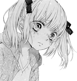 💜 Anime, Manga, Gadis, Air mata, menangis, sedih, Hitam putih telegram sticker