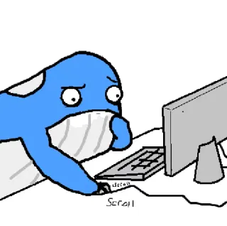 🤔 Scroll クジラ, コンピューター, スクロール, 漫画, 可愛い, インターネット telegram sticker