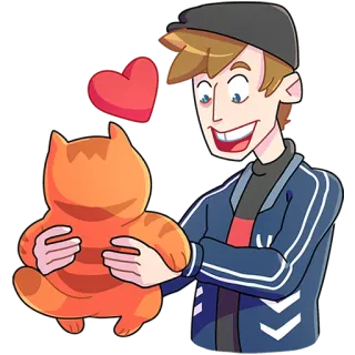 🥰 mèo, người, trái tim, tình yêu, thú cưng, tình bạn telegram sticker