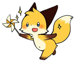 😃 fuchs, niedlich, cartoon, tier, windrad telegram sticker