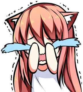 😭 Animé, Nekomimi, Pleurs, Triste, Émotionnel, Manga, Kawaii telegram sticker