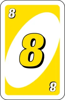 💛 8 card, uno, number, yellow, game whatsapp sticker
