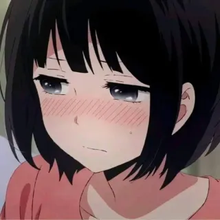 😔 Anime, Dziewczyna, Rumieniec, Słodki, Wyraz twarzy, Kreskówka telegram sticker