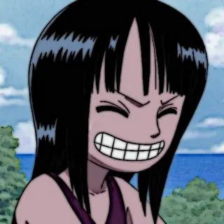 📜 Nico Robin One Piece 妮可·罗宾, 海贼王, 动漫, 漫画, 海盗, 微笑 telegram sticker