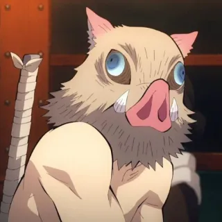 👺 Inosuke Hashibira Demon Slayer Inosuke Hashibira, Demon Slayer, Anime, Personnage, Masque de sanglier telegram sticker