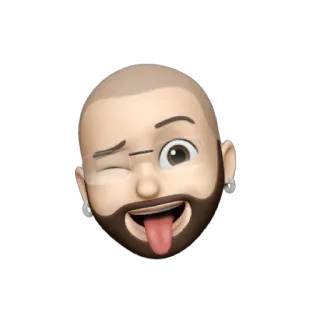 💥 Emoji, Memoji, Gesicht, Zwinkern, Zunge, Bart, Ohrringe whatsapp sticker