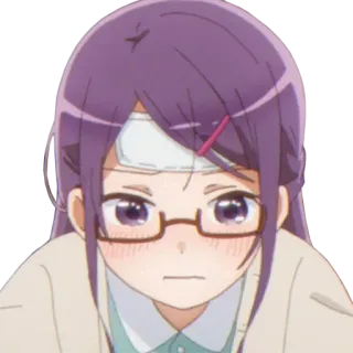 💜 애니메이션, 여자, 귀여운, 붕대, 안경 telegram sticker
