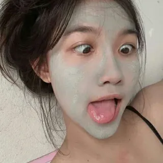 💋 маска для лица, красота, уход за кожей, глупый, молодая женщина whatsapp sticker