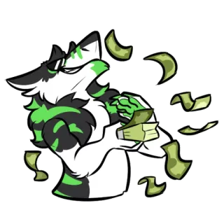 💸 furry, money, cartoon, anthropomorphic, cash, greed whatsapp sticker