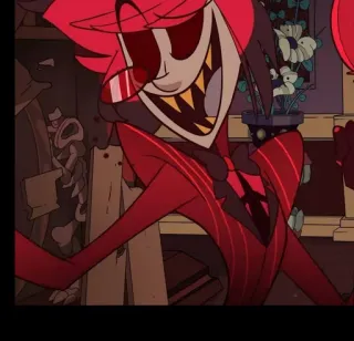 🍾 Alastor Hazbin Hotel radio demon, uśmiechnięty, demon, kreskówka, zły telegram sticker