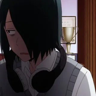 😒 Yu Ishigami Kaguya-sama: Love Is War 애니메이션, 학생, 헤드폰, 지루함, 무표정, 피곤함, 이시가미, 유 whatsapp sticker