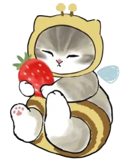 🥨 猫, 蜂, いちご, 動物, 可愛い telegram sticker