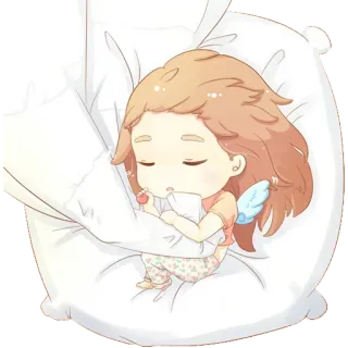 😴 dormindo, anjo, chibi, fofo, travesseiro whatsapp sticker