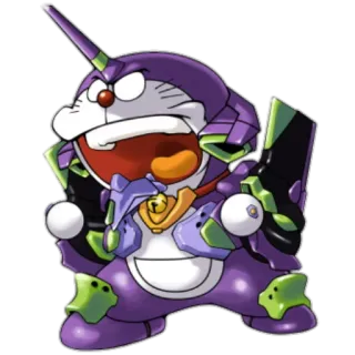 😆 Doraemon Neon Genesis Evangelion Doraemon, Evangelion, Anime, Manga, Crossover, Parodie, Roboter, Mecha whatsapp sticker
