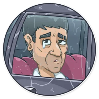 😢 грустный, дождь, машина, плачущий, дождливый день, мультфильм telegram sticker