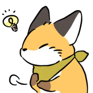 💡 キツネ, かわいい, 電球, アイデア, 動物, 漫画 whatsapp sticker