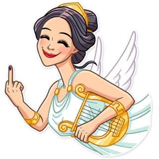 🖕 mulher, dedo do meio, ofensivo, lira, deusa, desenho animado telegram sticker